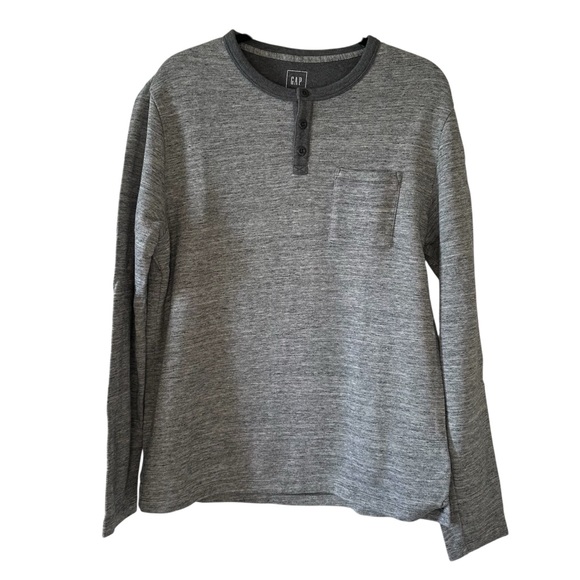 GAP Other - GAP Men’s Heather Gray Long Sleeve Henley Knit Casual 100% Cotton Shirt- Large